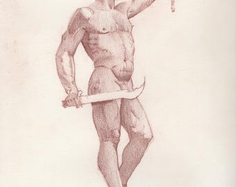 Cellini's Perseus Drawing Giclee Print