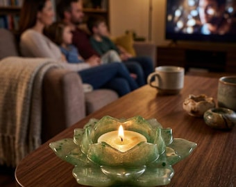 Bol de resina hecho a mano "verde esmeralda brillante" – Diseño de loto hecho de resina epoxi – Plato único para joyas y decoración – Regalo para mujeres