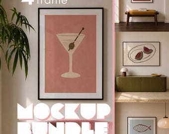 4 Frame Mockup Bundle | Portrait, Square, Landscape Artwork with Removable Mats (Digital Download)