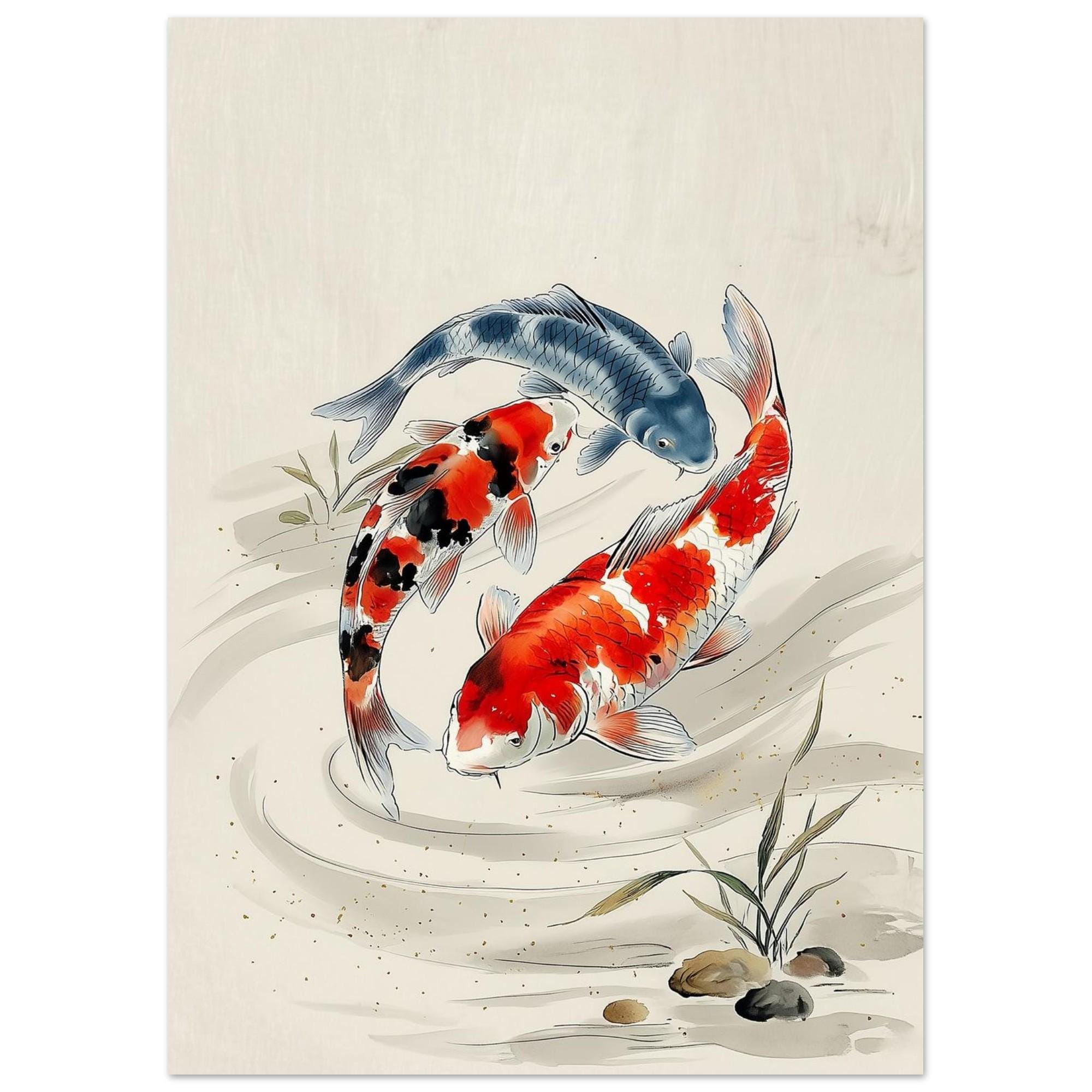 Three Koi Fish Art - Etsy
