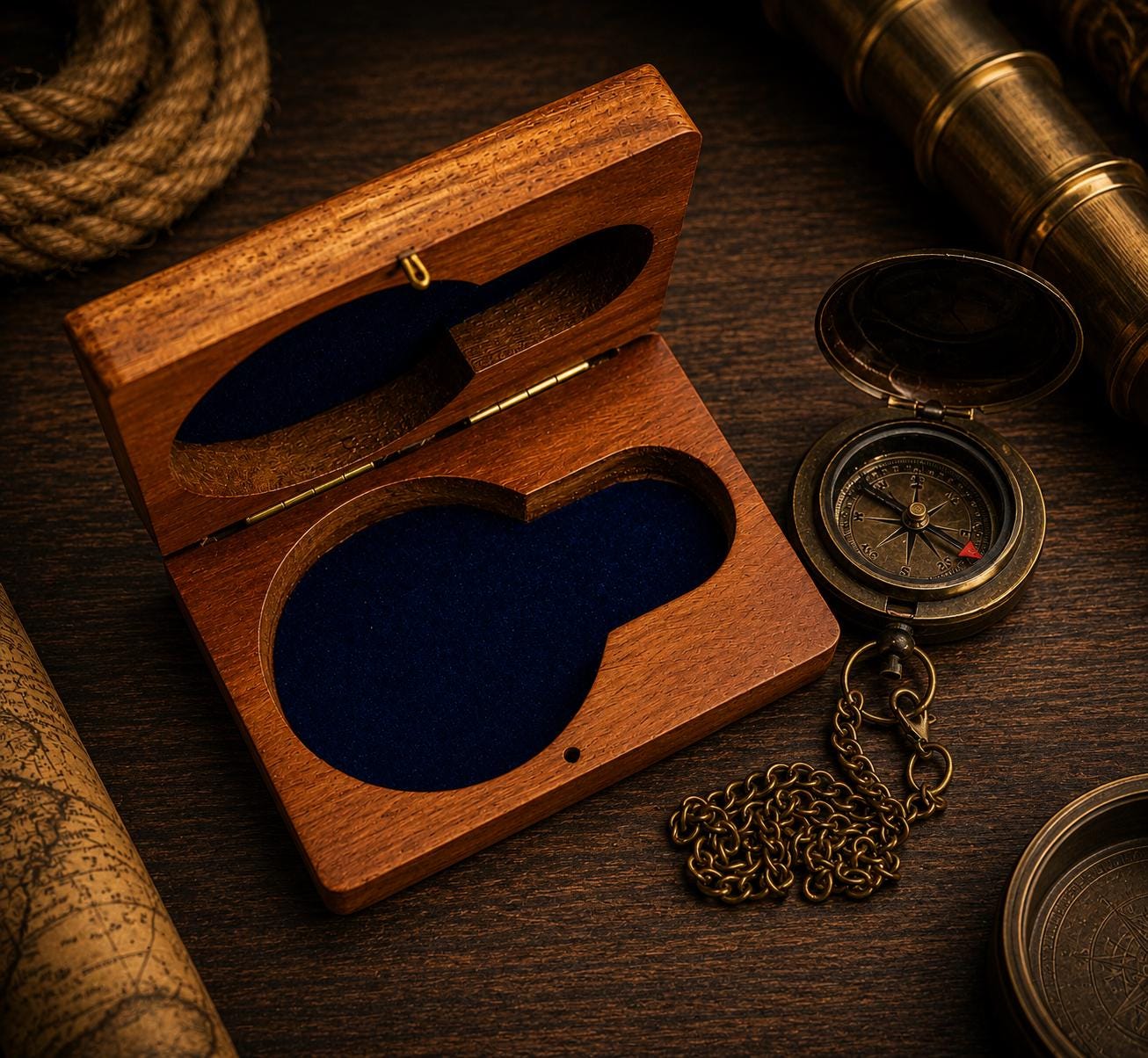 Buy Personalized Brass Compass With Wooden Gift Box, Custom Engraved ...