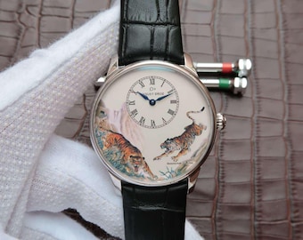 Vintage Refurbished Jaquet Droz Jaquet Art Workshop Series Watch J005033222 Tiger Descending the Mountain