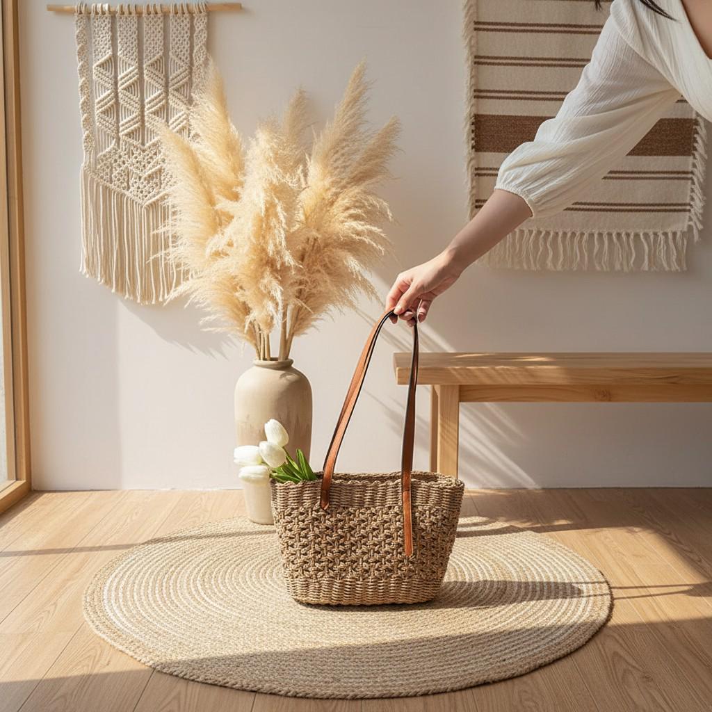 Straw Woven Tote Bag, Summer Handbag, Large Capacity Shoulder Bag ...