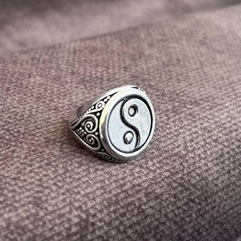 Yin Yang Signet Ring, Chunky Silver Ring, Statement Men Jewelry - Etsy