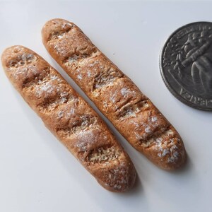 2 Polymer Clay French Baguettes, Miniature Dollhouse Food image 5