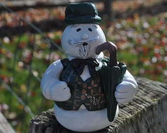 Polymer Clay -  Sam The Snowman Figurine, Rudolph The Red Nosed Reindeer