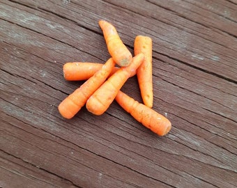 6 Polymer Clay Miniature Carrots