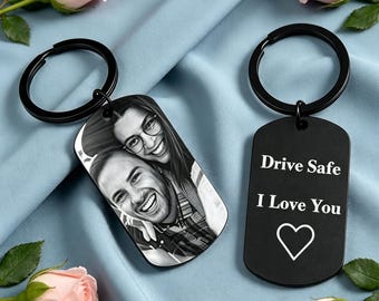 Personalisierter Schlüsselanhänger mit Foto und Text für Freund/Ehemann, Geschenkidee für Männer, Jahrestagsgeschenk