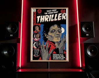 Póster cómico de Thriller de Michael Jackson: Arte mural de música pop retro
