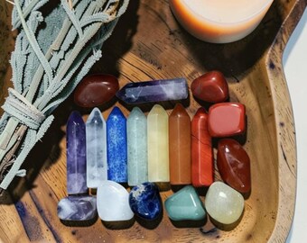 Conjunto de Cristais dos Chakras, Pedras de Cura, Caixa de Presente com Pedras Preciosas Naturais de Quartzo para Meditação, Decoração Espiritual e Kit de Energia Reiki para Iniciantes.