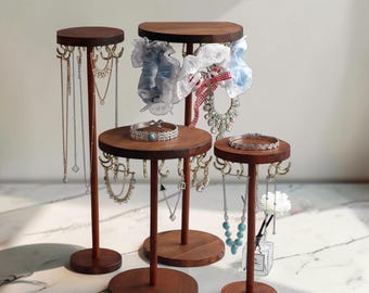 Organizador de joias de madeira, suporte para colares, brincos e pulseiras, ideal para guardar joias e acessórios de beleza. Ótimo para presentear.