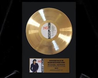 Quadro de parede em formato de disco de vinil dourado, estilo prêmio musical, pôster retrô para decoração de estúdio, bar, café ou quarto (BAD) MJ