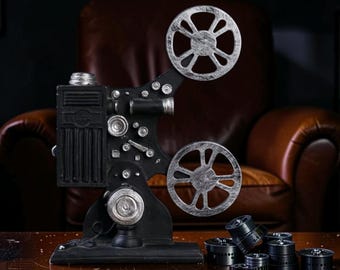 Projetor de Filmes Vintage Decorativo, Escultura de Câmera de Cinema Retrô, Decoração para Sala de Cinema, Presente para Amantes de Cinema, Enfeite para Escritório ou Espaço Masculino