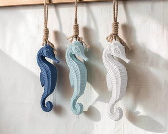 Enfeite de parede minimalista com cavalo-marinho para decoração de casa de praia, arte náutica e oceânica, decoração para banheiro.