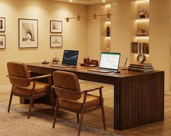 79 Inch Extra Long Two Person Desk, Double Computer Desk for Home Office, Modern Wooden Writing Table Workstation