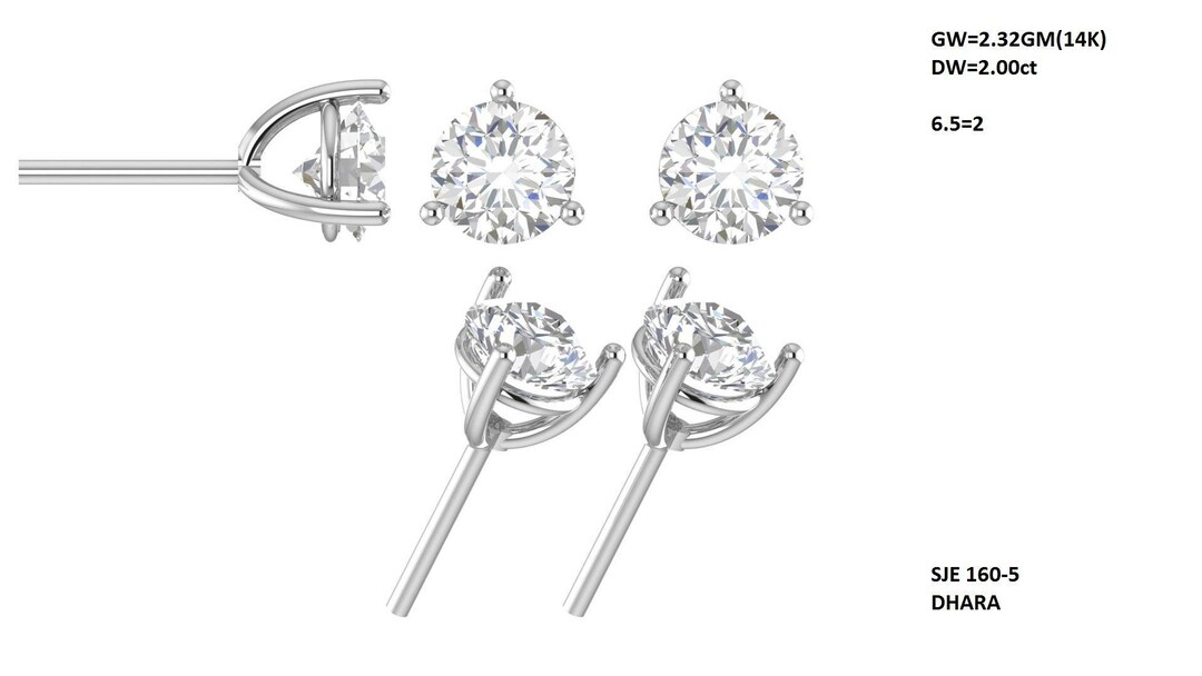 Round Diamond Stud Earrings 3D Printable Model (STL + 3DM) - Etsy