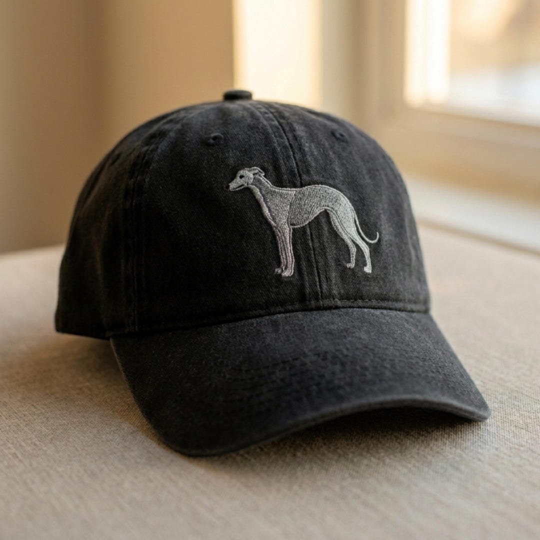 Embroidered Greyhound Dog Cap, Washed Cotton Unisex Baseball Hat - Etsy