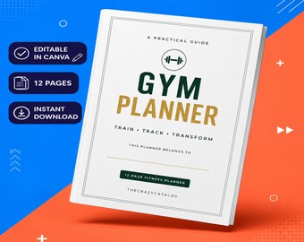 Editable Gym Workout Planner: Strength Training Log, Habit Tracker (Digital Download)