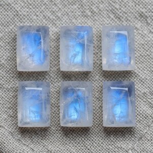 AAA Natural Rainbow Moonstone Rectangle Cabochon, Blue Flash Gemstone, Jewelry Making Supply