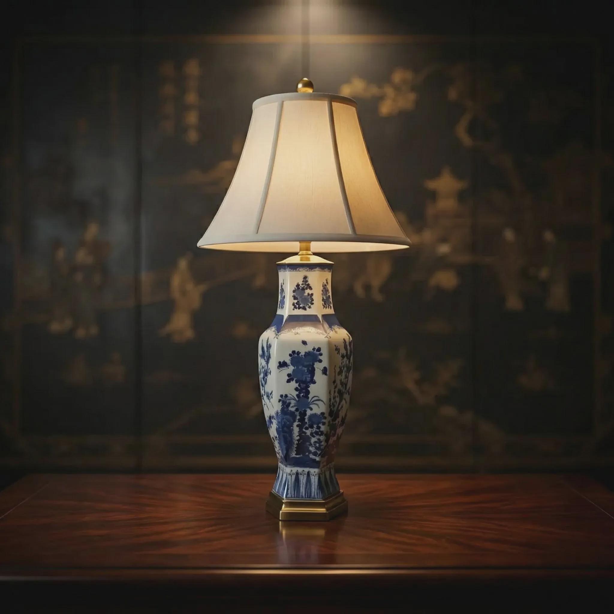 Blue white chinese lamp - Etsy 日本