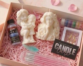 Kit personalizzato per decorare candele - Kit fai da te con statuetta della dea - Attività divertente per una serata romantica - Regalo artistico unico - Scultura di candela dipinta a mano