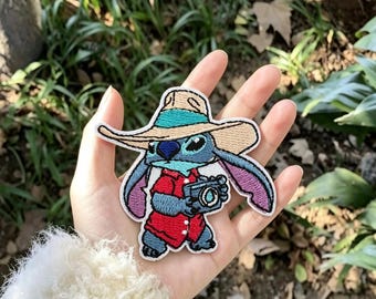 Disney 'Lilo & Stitch'-borduurwerk-opstrijkpatches, schattige anime-borduurflarden, steekcadeaus voor koppels met engelthema, perfect voor Disney-fans.