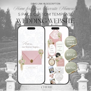 Wedding Website | Luxury Wedding Invitation Digital | Interactive Dusty Rose Old Money Canva Template with Countdown Timer, RSVP & Music