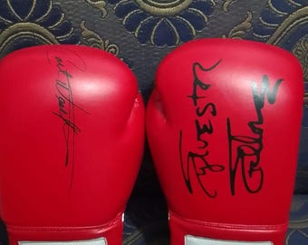 Guantes de boxeo Rocky estilo vintage: par coleccionable con autógrafo impreso, 14 oz.