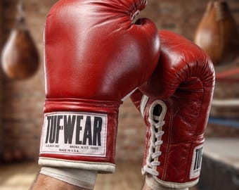 Vintage Tuf Wear Rocky Style bokshandschoenen Lederen aangepaste sparringhandschoenen