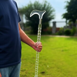 Luxury Clear Acrylic Walking Stick Derby Handle or Knob Elegant Cane Decorative Bridal Accessory
