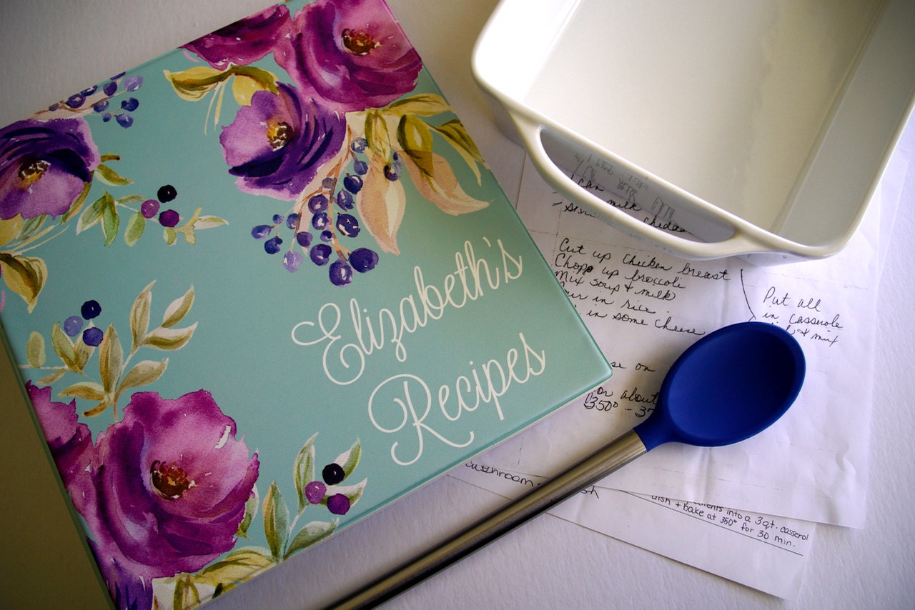 Custom Personalized Floral Recipe Binder Personalized Gift Etsy