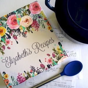 Custom Personalized Falling Blooms Recipe Binder | Personalized Gift