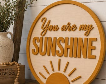You Are My Sunshine Wood Sign, 3D Nursery Wall Decor, Baby Room Gift