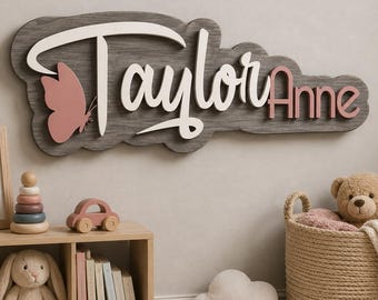 Personalized 3D Wood Name Sign, Custom Nursery Decor, Baby Name Wall Art