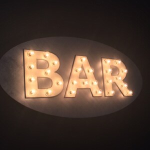 Wood Marquee Sign Lighted Sign Lighted Letters Bar Photos Dream Love Open Business PLAY Game On BAR Oval Sign