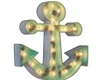 Large Metal Lighted Anchor Marquee Sign