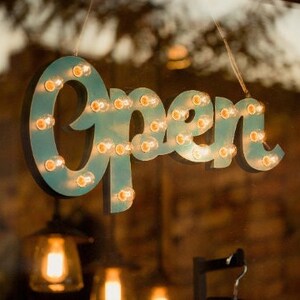 In Stock OPEN Sign Lighted Marquee Large Custom Vintage Inspired Wood Sign… Open Lighted Sign Business Boutique Vendor Event