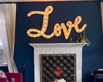 Handmade Maple Wood LOVE Marquee Letters, Light Up Wedding Sign (4 Piece Set)