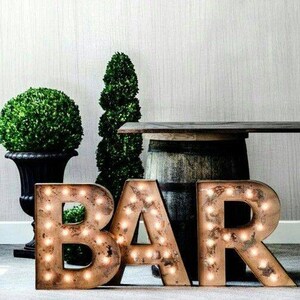 18 Marquee Sign 3pc BAR SIGN Marquee Letters Personalized Custom Metal Vintage Style Marquee....Wedding, Engagement, Home image 3
