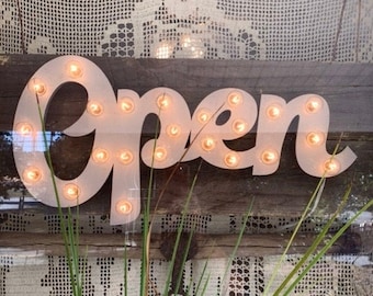 Lighted Open Sign / Open Sign Marquee / Wood Lighted Open Sign / Custom Sign / Incandescent or LED Lighted Sign / Open Sign