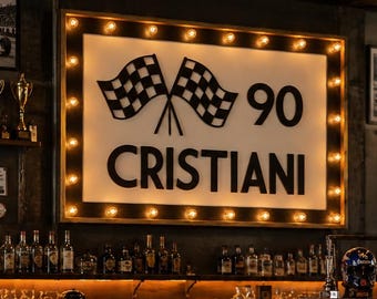 Custom Lighted Wood Business Sign, Personalized Name, Vintage Marquee Wall Decor