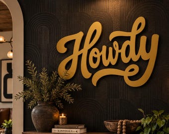 Handmade Maple Wood HOWDY entry Sign, Rustic Farmhouse Wall Decor, Western Entryway Art