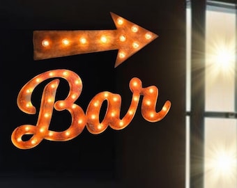 Custom steel marquee sign – vintage style lighted bar sign