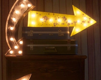 Vintage style lighted metal arrow sign, retro marquee decor, custom led neon style