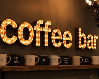 Metal Marquee Letter Light Up Sign | Custom Illuminated Initial Letters | Commercial Business & Wedding Decor