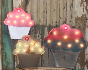 Marquee sign cupcake marquee vintage style metal steel...........    bakery sign cupcake sign sweet birthday cupcake bar fun bakery