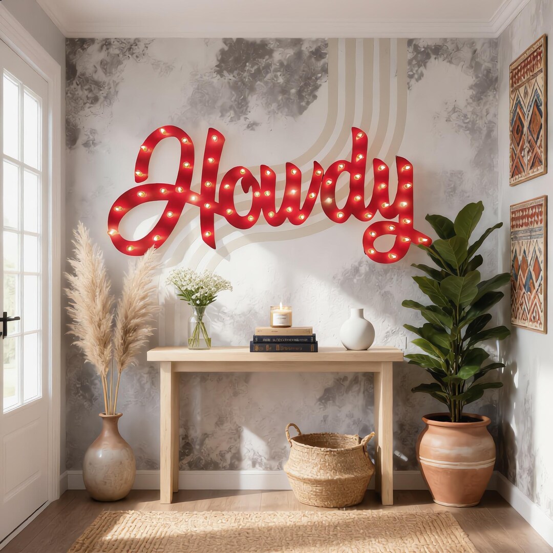 Custom Lighted Howdy Sign | Maple Wood Marquee Wall Decor | Rustic ...
