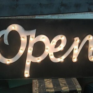 Wood Open Sign Marquee Vertical Open Sign Lighted Open Sign Open Sign ...