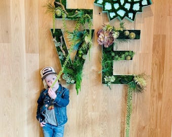 Large metal steel channel outdoor letters & numbers.. garden wall art, moss wall art, moss garden, cork letters, wedding letters decor