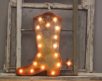Cowboy boot marquee light: industrial western decor